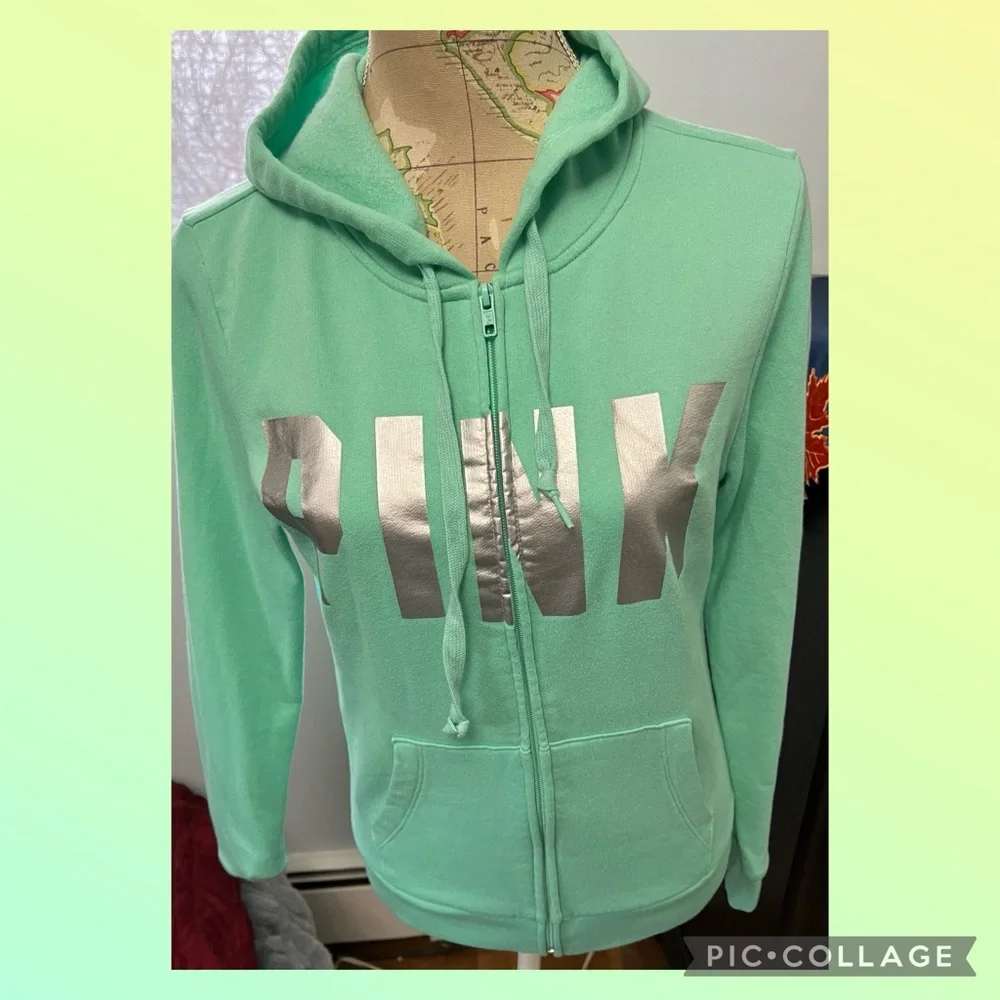 Like New Pink Victoria’s Secret Full Zip Hooded Sweatshirt - Picture 8 of 8